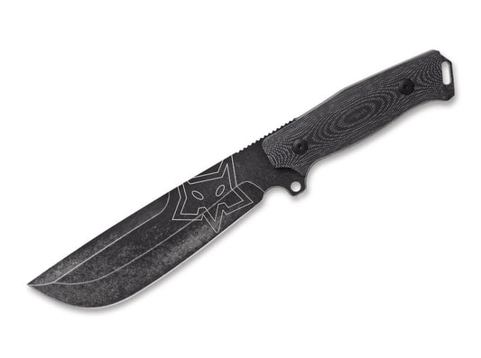 Fox Native 6.89" D2 Black Stonewash Micarta Fixed Blade Knife Leather Sheath FX-611