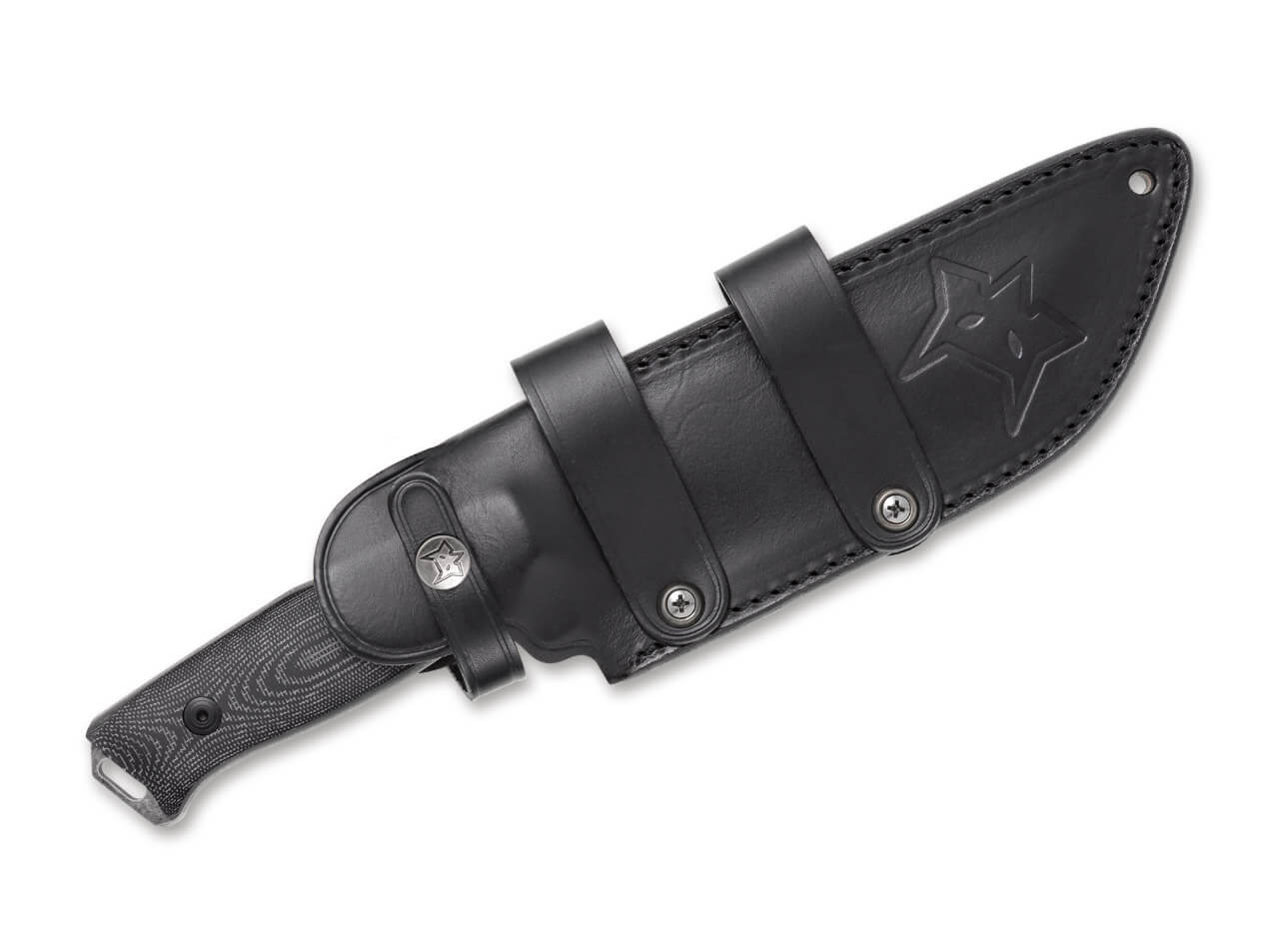 Fox Native 6.89" D2 Black Stonewash Micarta Fixed Blade Knife Leather Sheath FX-611
