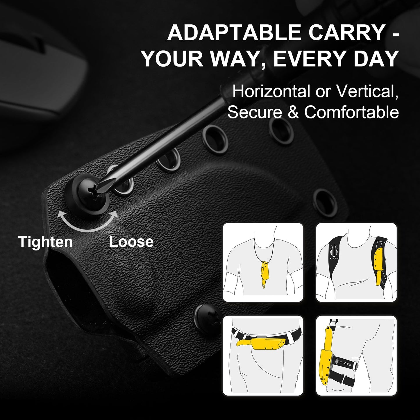 Kizer Drop Bear 2.6" AEB-L Black Stonewash Micarta Compact Fixed Blade Knife 1092A1