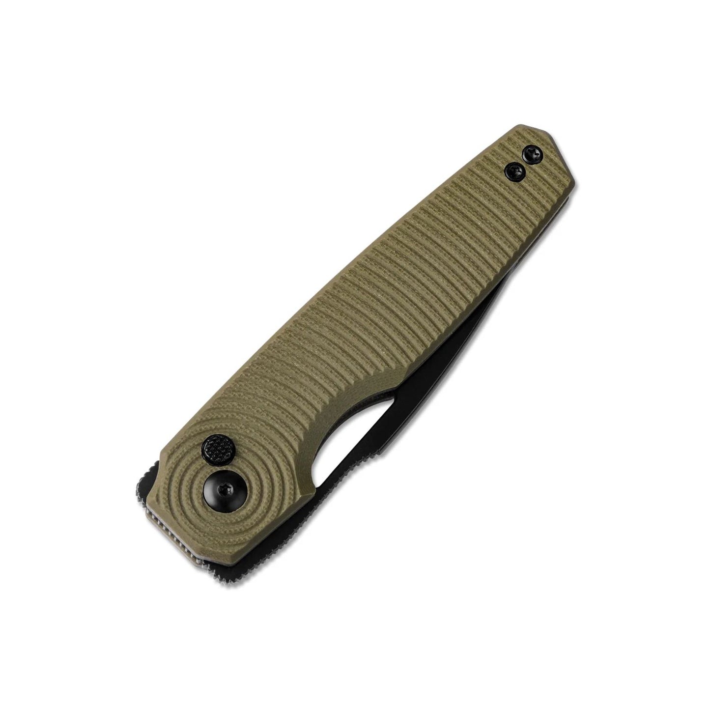 Kizer Dogfish 3.14" Nitro-V Green G10 Button-Lock Folding Knife by Caleb Waldman V3640A2