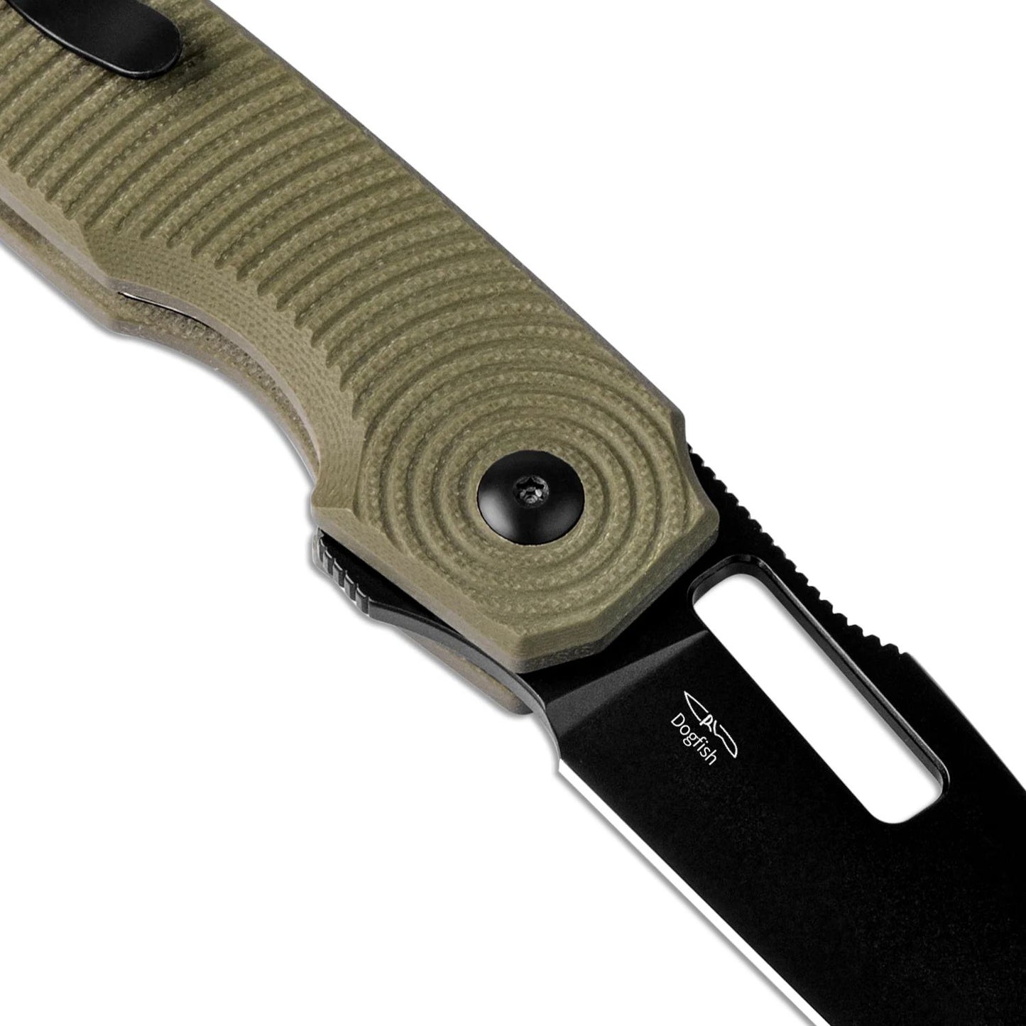 Kizer Dogfish 3.14" Nitro-V Green G10 Button-Lock Folding Knife by Caleb Waldman V3640A2