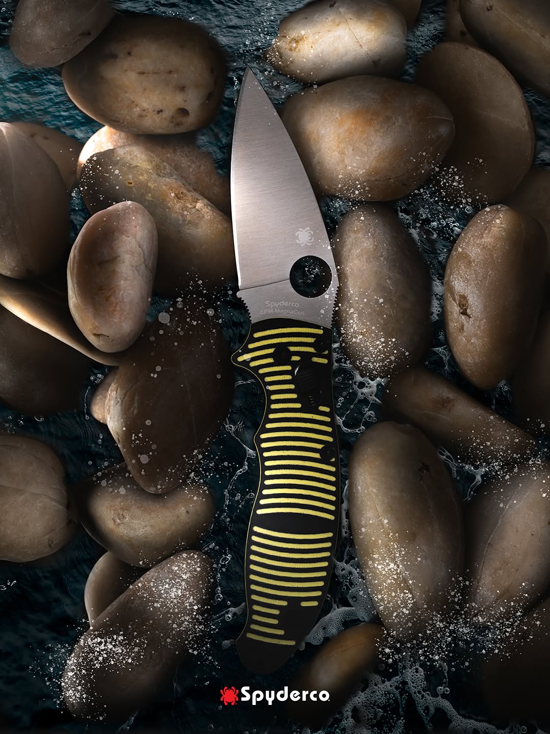 Spyderco Manix 2 Salt 3.37" CPM Magnacut Yellow/Black G-10 Folding Knife C101GBKYLMCP2