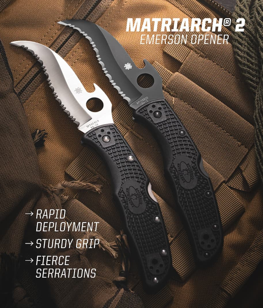 Spyderco Matriarch 2 Emerson Wave 3.57" VG-10 Black FRN SpyderEdge Folding Knife C12SBBK2W