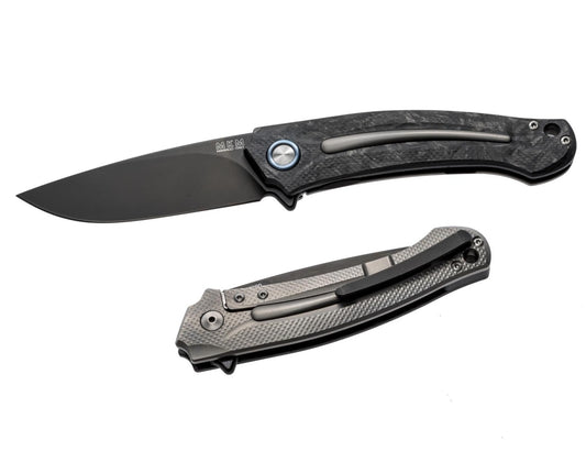 MKM Arvenis 3.35" PVD M390 Marbled Carbon Fiber Folding Knife - Lucas Burnley Design