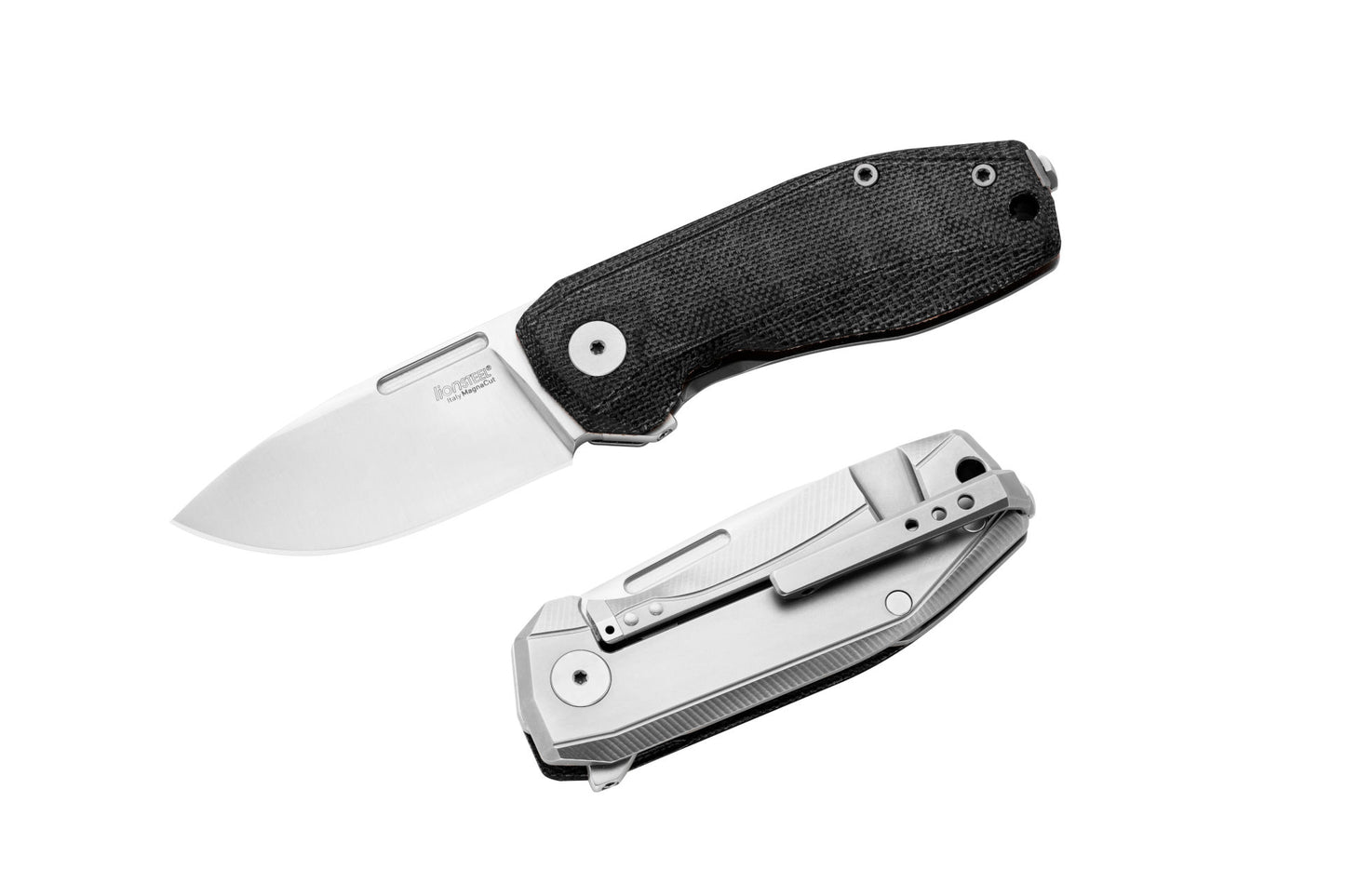 LionSteel Nano 2.56" Magnacut Black Canvas Micarta Titanium Folding Knife NA01 CVB