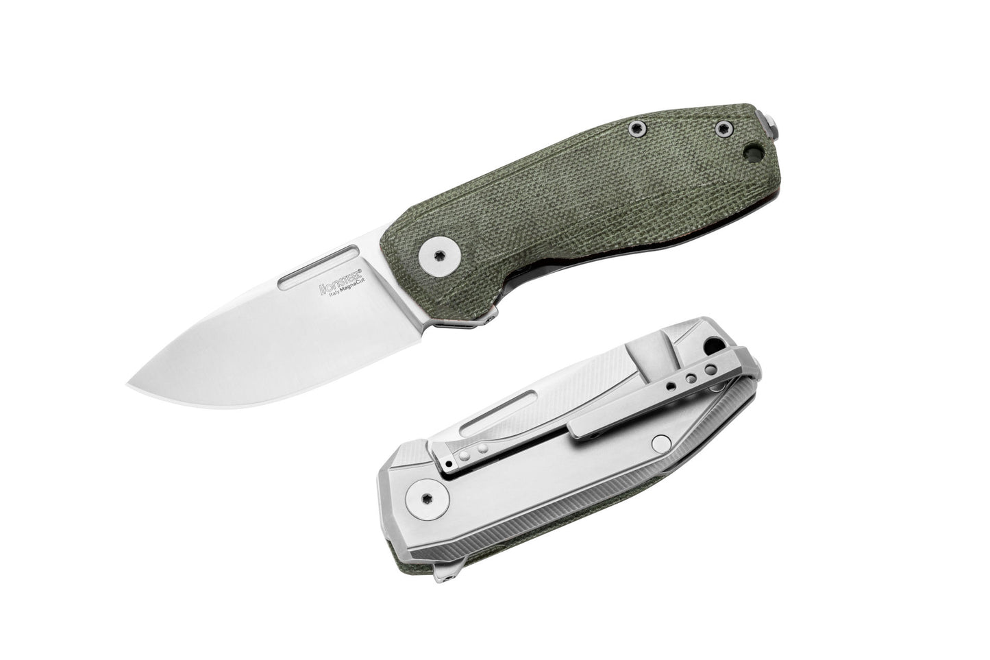 LionSteel Nano 2.56" Magnacut Green Canvas Micarta Titanium Folding Knife NA01 CVG