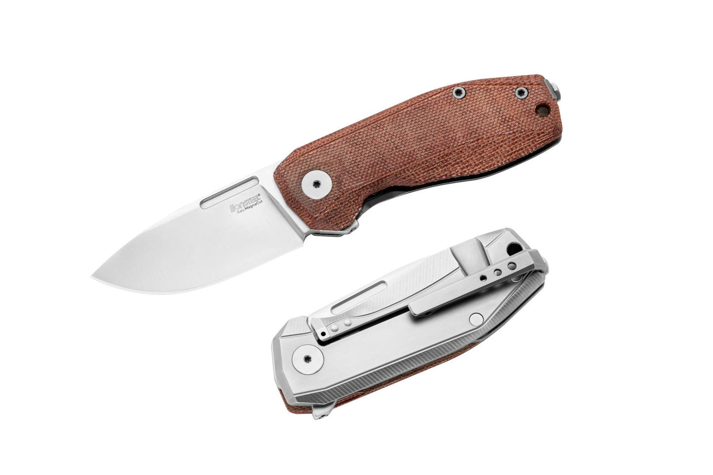 LionSteel Nano 2.56" Magnacut Natural Canvas Micarta Titanium Folding Knife NA01 CVN