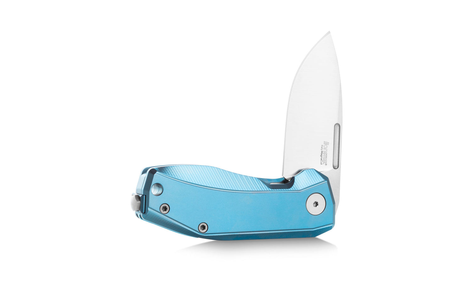 LionSteel Nano 2.56" Magnacut Blue Titanium Folding Knife NA01 BL