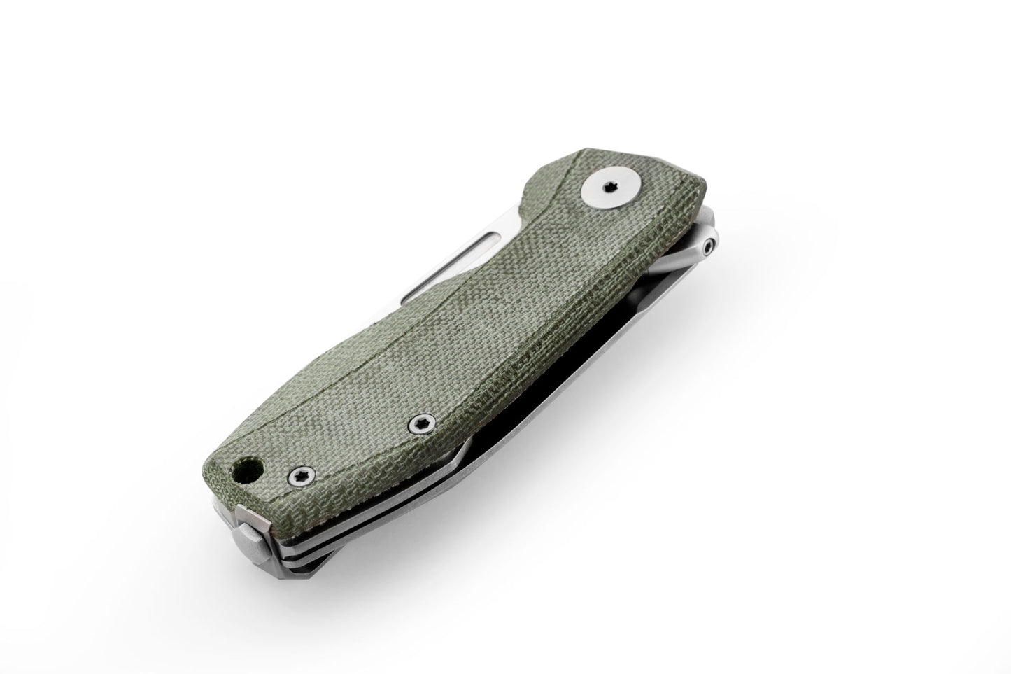 LionSteel Nano 2.56" Magnacut Green Canvas Micarta Titanium Folding Knife NA01 CVG