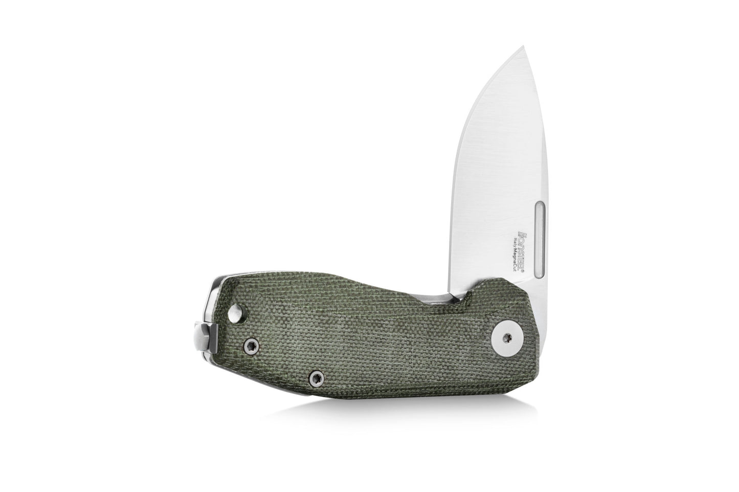 LionSteel Nano 2.56" Magnacut Green Canvas Micarta Titanium Folding Knife NA01 CVG