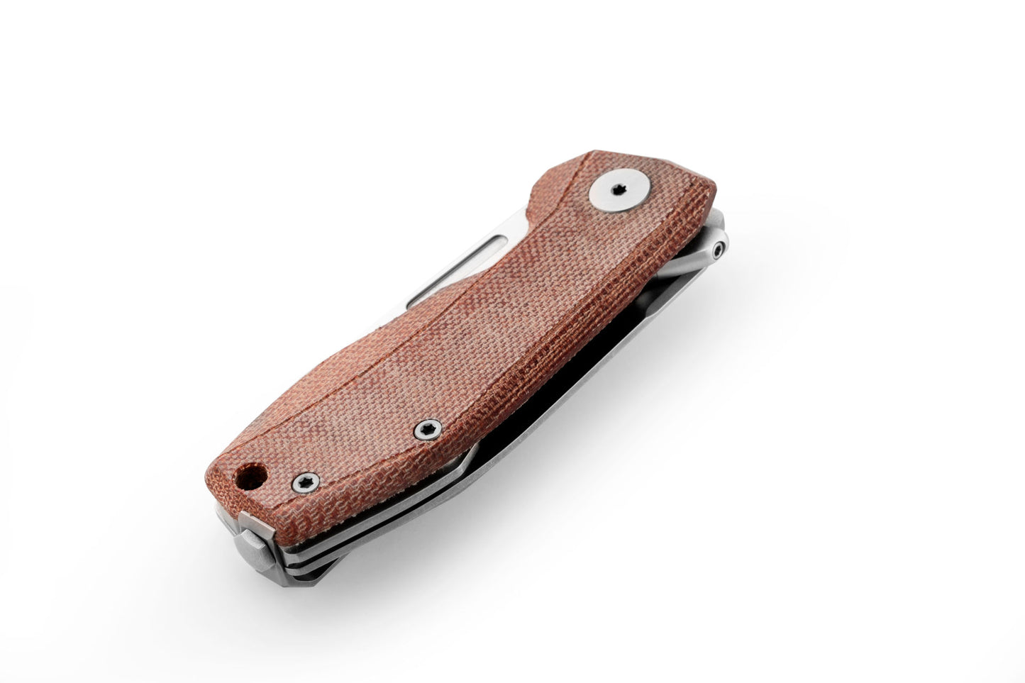 LionSteel Nano 2.56" Magnacut Natural Canvas Micarta Titanium Folding Knife NA01 CVN