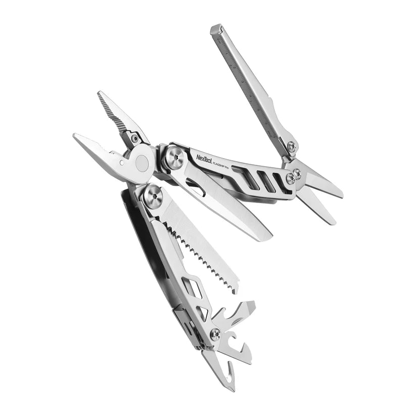 NexTool Flagship Pro Sandblasted Silver Multi-Tool 16 Functions with Nylon Pouch