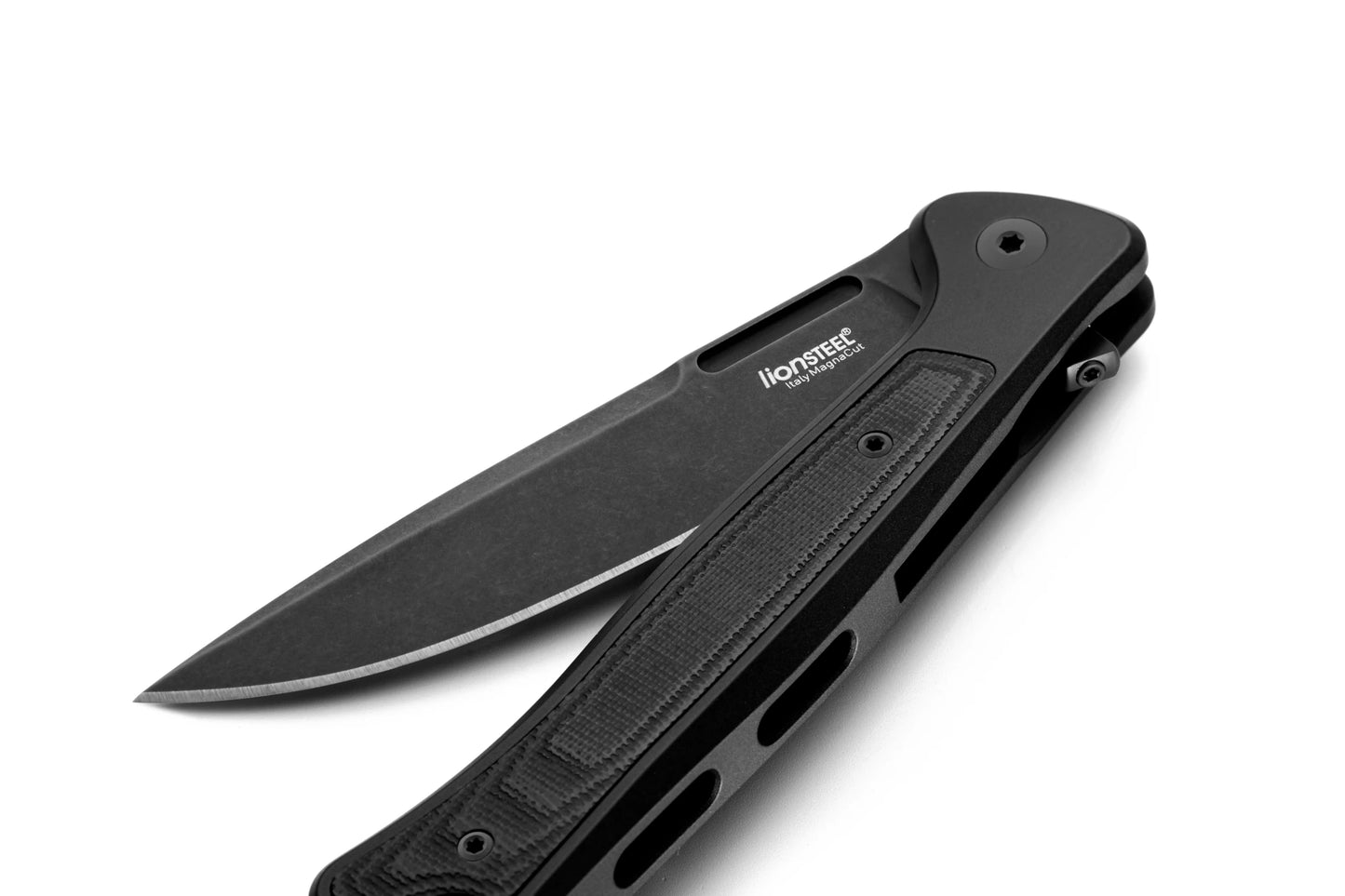 LionSteel Skinny 3.31" Magnacut Black/Black Aluminium Micarta Folding Knife SK01A BB