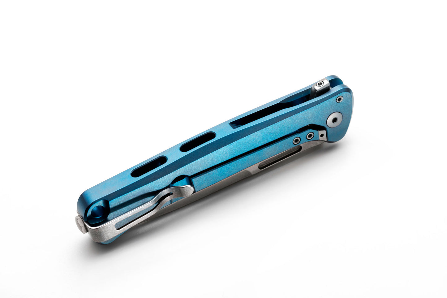 LionSteel Skinny 3.31" Magnacut Blue Titanium Carbon Fiber Folding Knife SK01 BL