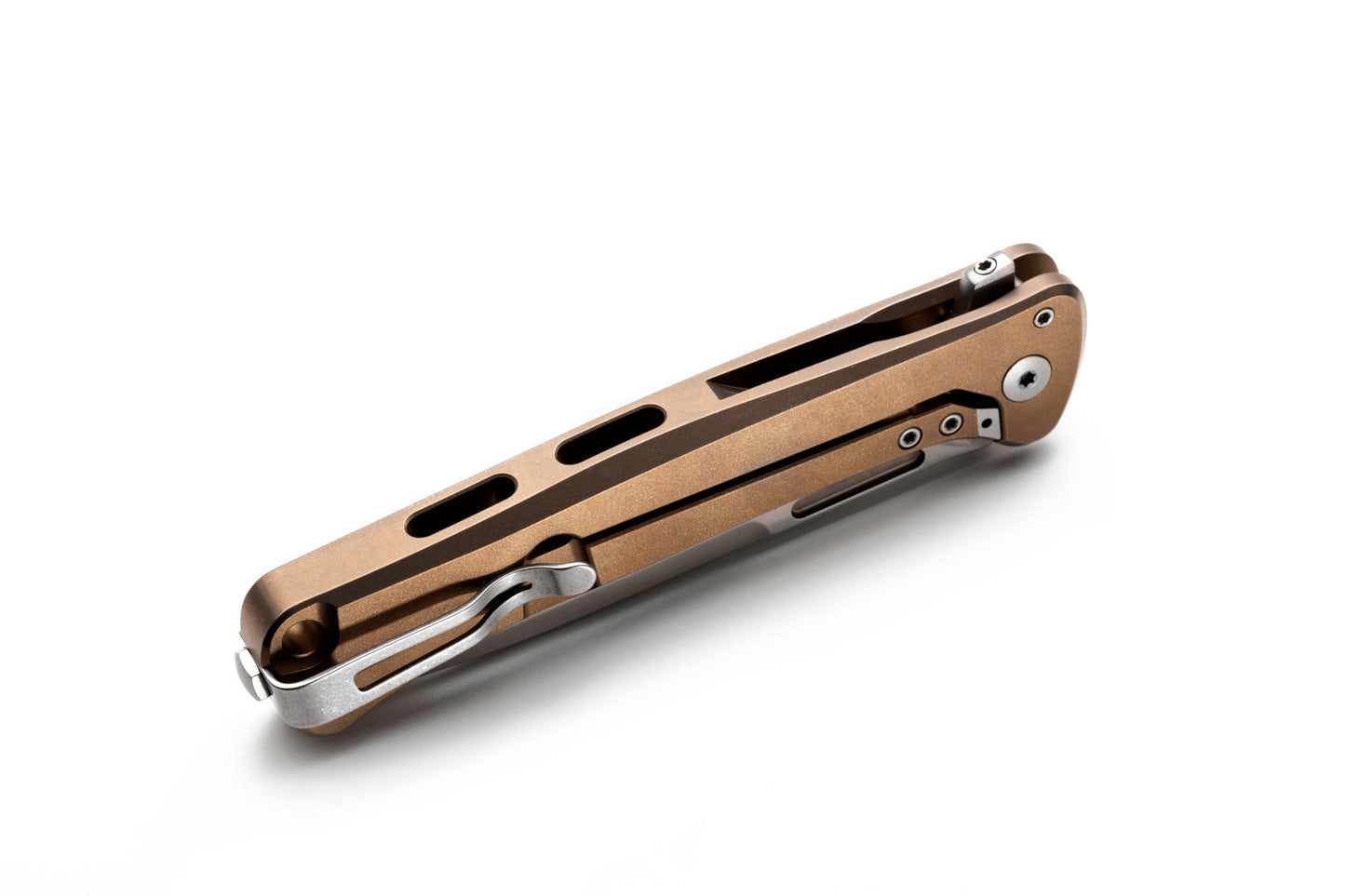 LionSteel Skinny 3.31" Magnacut Bronze Titanium Carbon Fiber Folding Knife SK01 BR