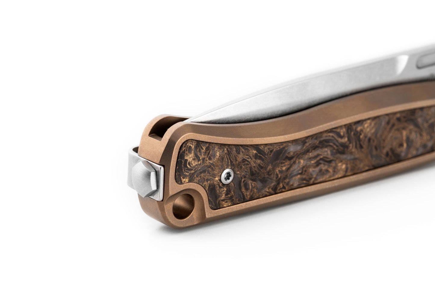 LionSteel Skinny 3.31" Magnacut Bronze Titanium Carbon Fiber Folding Knife SK01 BR