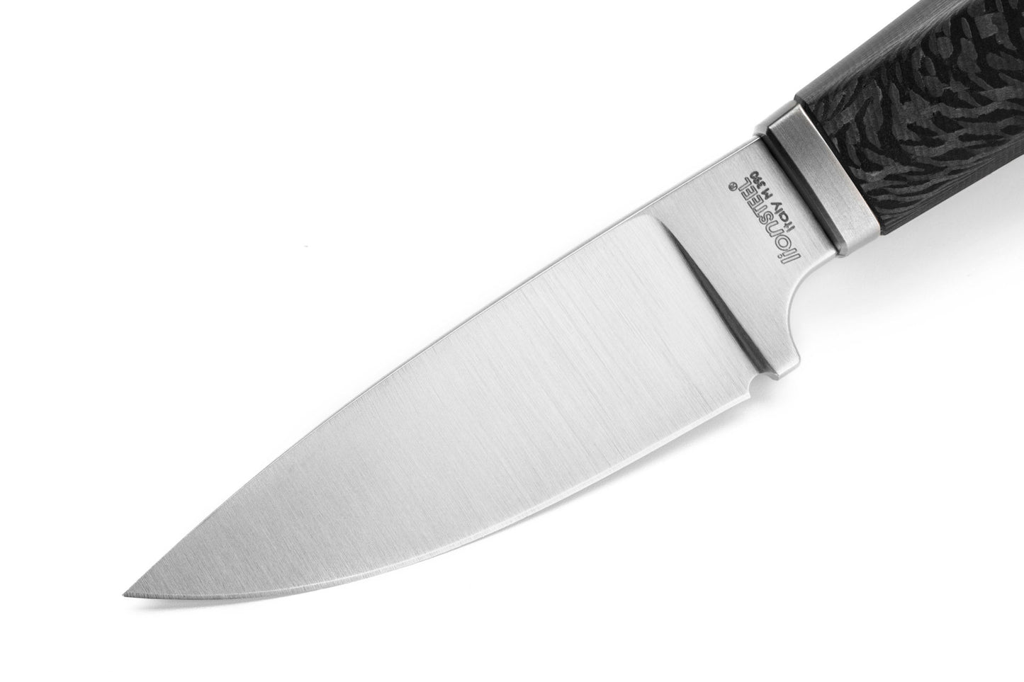 LionSteel Willy 2.56" M390 Carbon Fiber Fixed Blade Knife with Leather Sheath WL1 CF