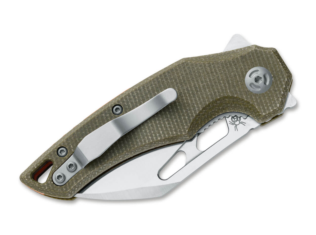 Fox Atrax 3.15" 8Cr13MoV Green Canvas Micarta Folding Knife by Denis Simonutti