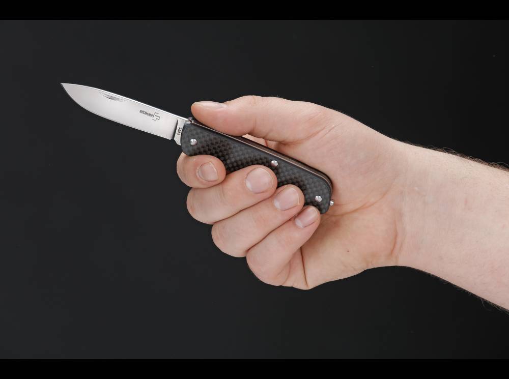Boker Plus Tech-Tool 2.8" Sandvik 12C27 Carbon Fiber Slipjoint Knife 01BO821