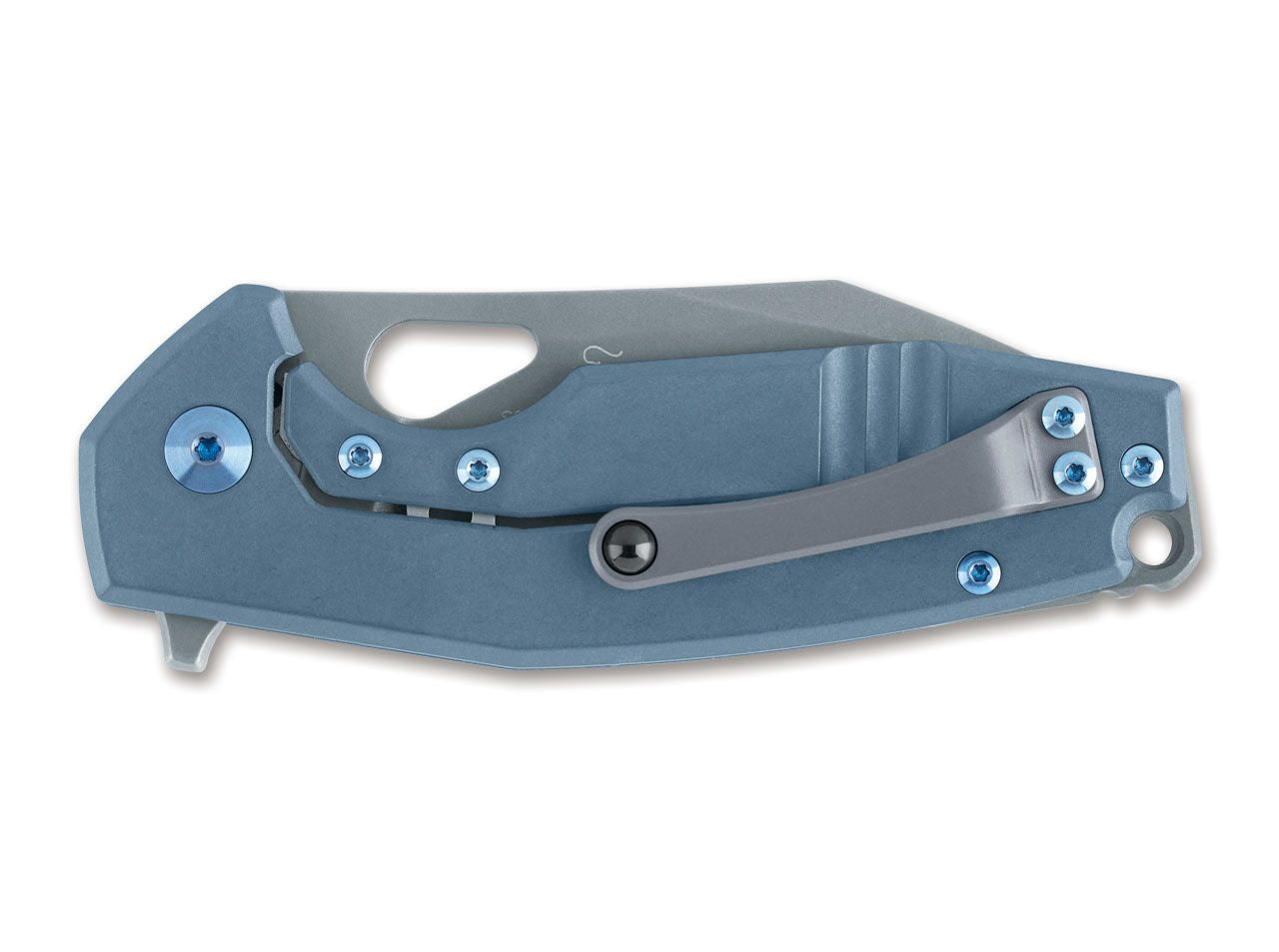 Fox Yaru 2.76" CPM S90V Acid Stonewashed Blue Titanium Folding Knife FX-527 TI