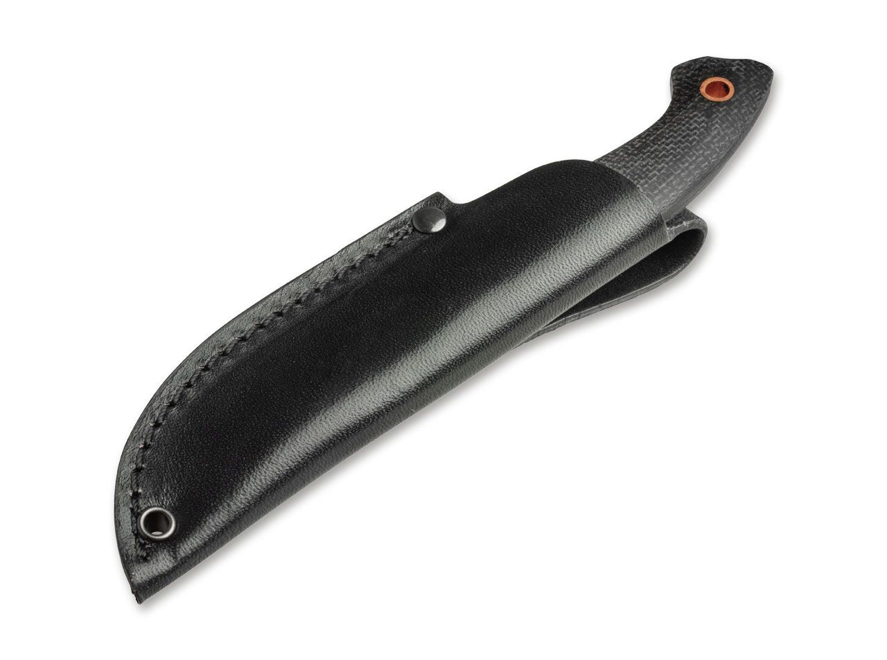 Boker Plus Nessmi Pro Black 2.64" D2 Black Micarta Compact Nessmuk Knife with Leather Sheath 02BO066