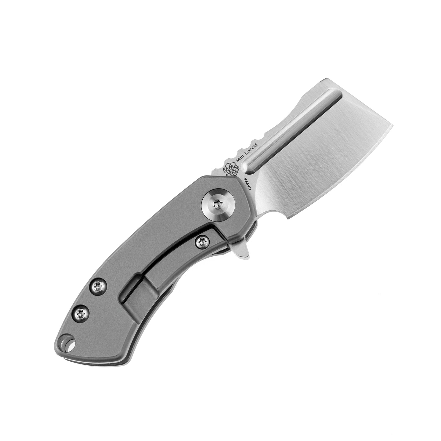 Kansept Mini Korvid 1.5" CPM S35VN Gray Titanium Folding Cleaver Knife by Koch Tools K3030A2