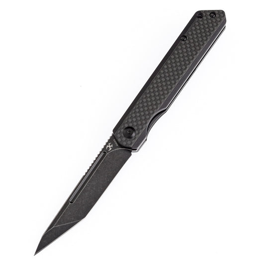 Kansept Prickle 3.5" Tanto Black CPM-S35VN Carbon Fiber Folding Knife by Max Tkachuk K1012T3