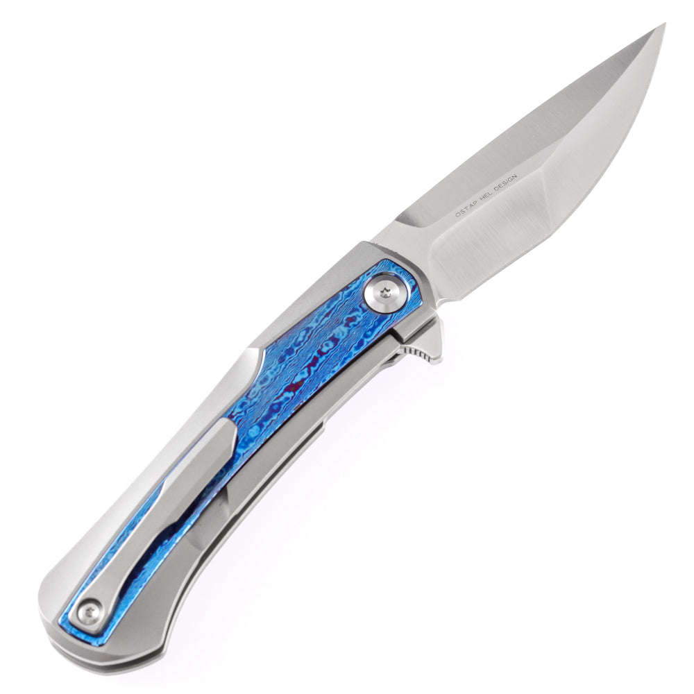 Kansept Kratos 3.79" CPM S35VN Timascus Titanium Folding Knife by Ostap Hel K1024A3