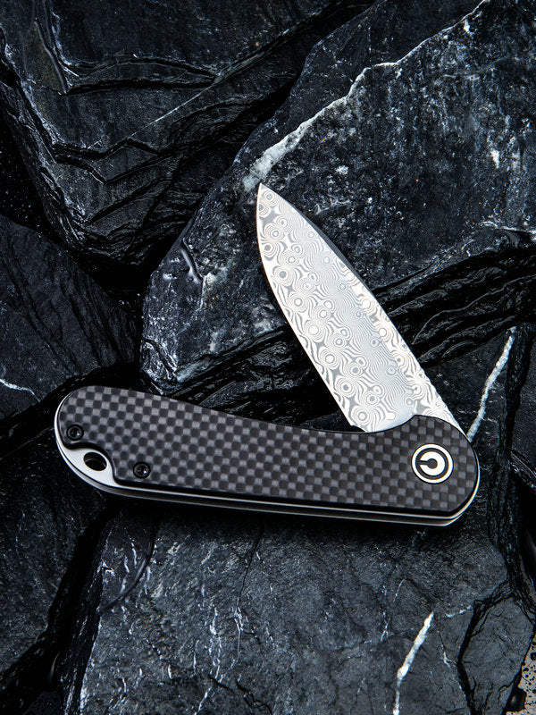 Civivi Elementum 2.96" Damascus Carbon Fiber Folding Knife C907DS