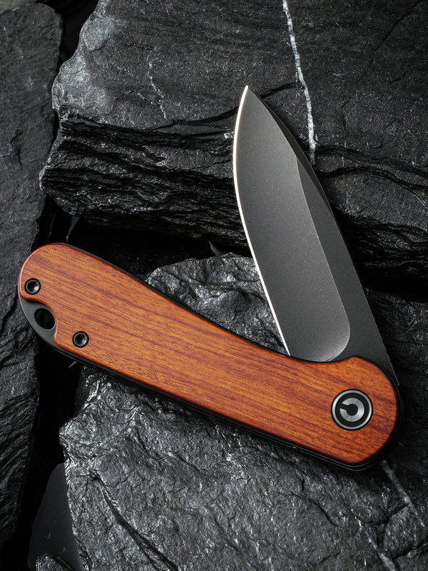 Civivi Elementum 2.96" D2 Black Stonewashed Guibourtia Wood Folding Knife C907U