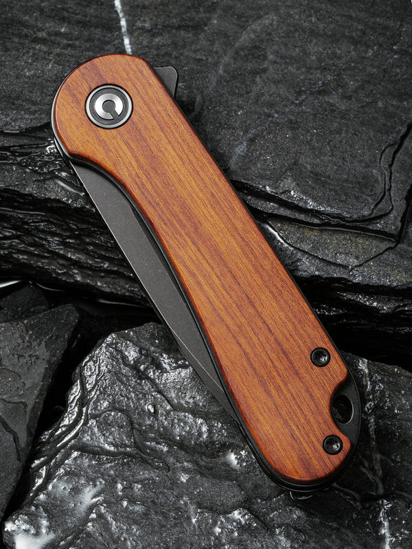 Civivi Elementum 2.96" D2 Black Stonewashed Guibourtia Wood Folding Knife C907U
