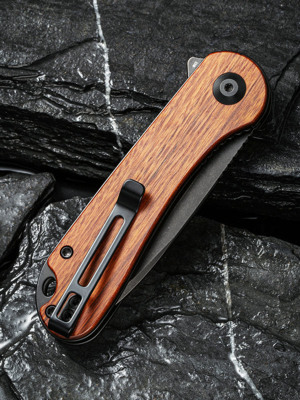 Civivi Elementum 2.96" D2 Black Stonewashed Guibourtia Wood Folding Knife C907U