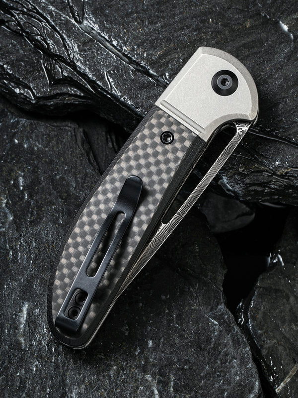 Civivi Trailblazer 2.97" Black Damascus Carbon Fiber G-10 Slip Joint Folding Knife C2018DS-1