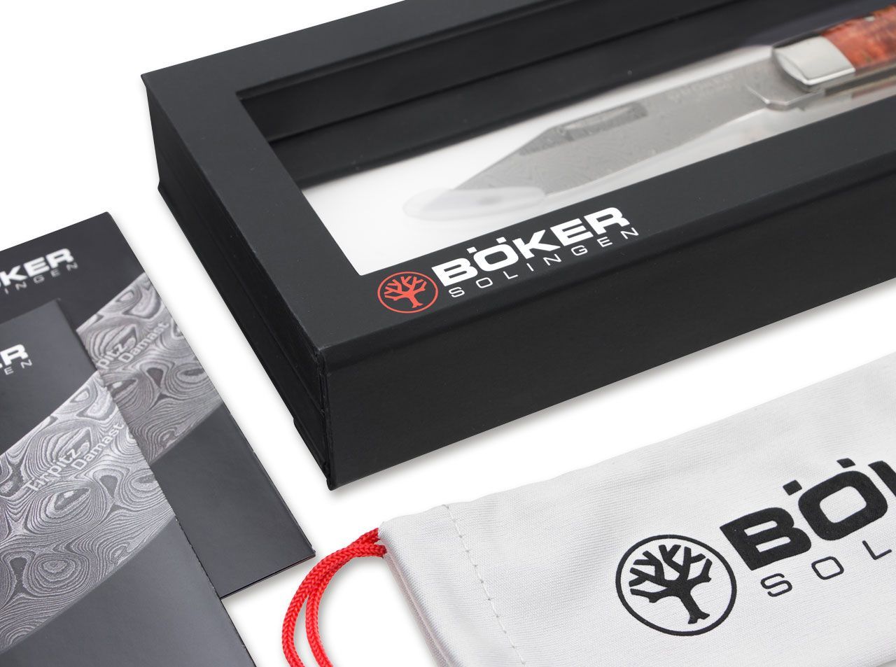 Boker Solingen Limited 2020 Annual Damascus 3.15" Chad Nichols Scrambled Folding Knife with Burl Birch Handle - Made in Germany 1132020DAM