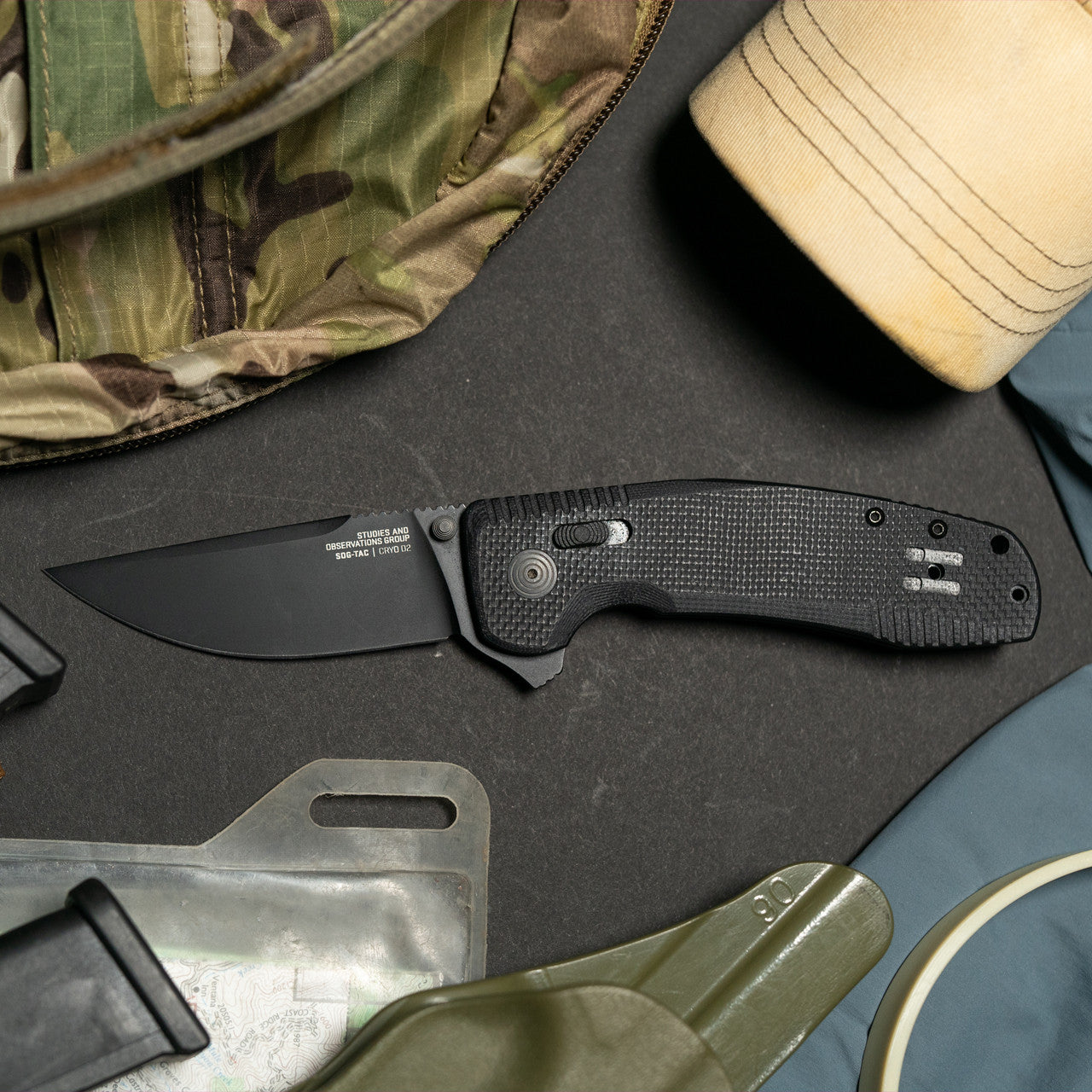 SOG SOG-TAC XR Blackout 3.39" D2 G10 Folding Knife