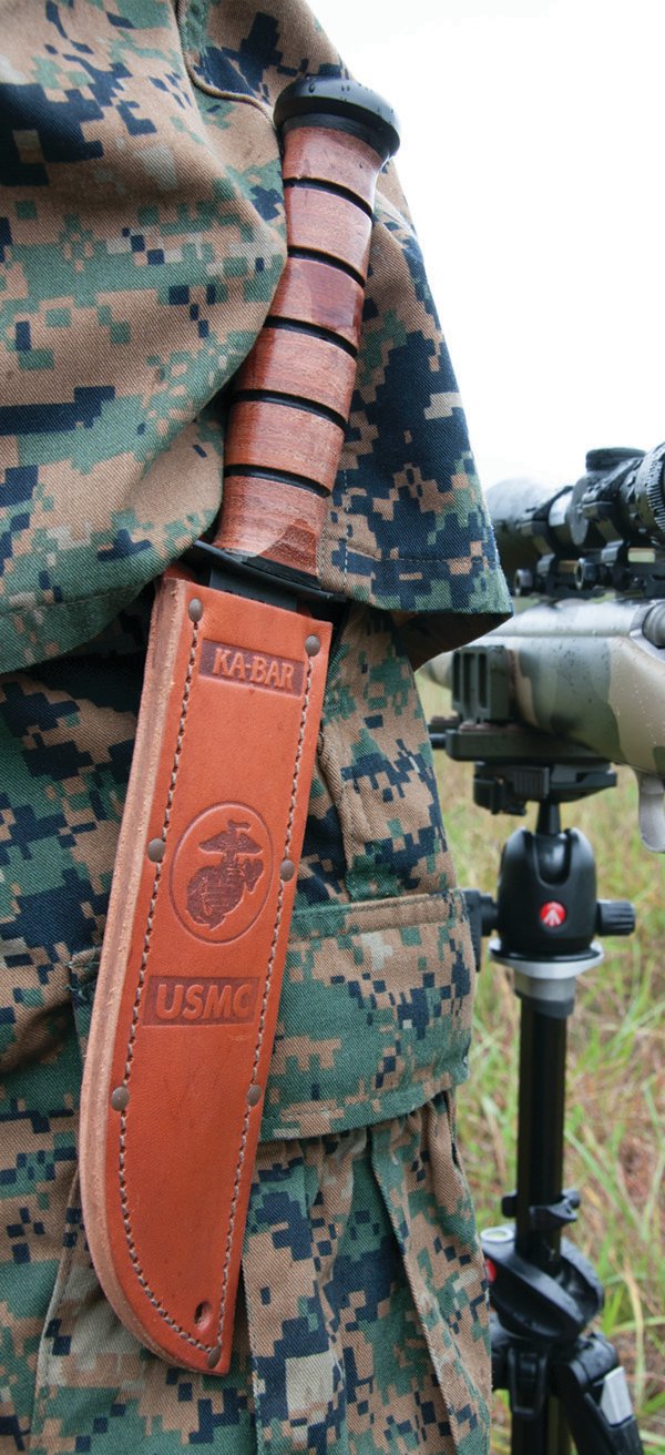 KA-BAR USMC 7" Straight Edge Fixed Blade Knife with Leather Sheath 1217