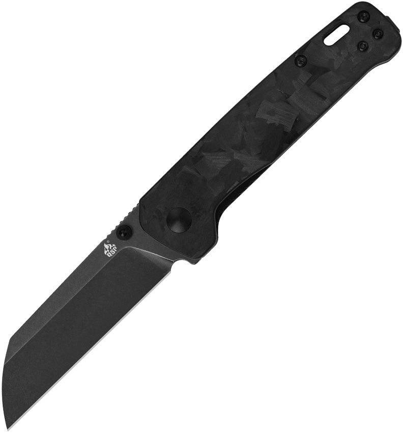 QSP Penguin 3.1" Black Stonewashed D2 Shredded Carbon Fiber G10 Folding Knife QS130-U