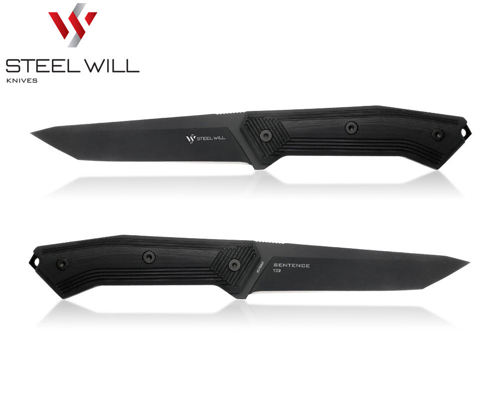 Steel Will Sentence 132 5.3" Black G10 Tanto Fixed Blade Knife with Kydex Sheath