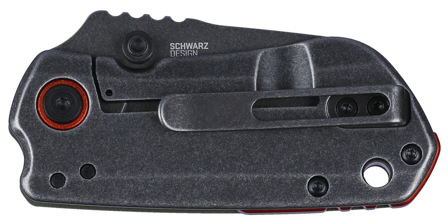 CRKT Overland Compact 2.24" D2 Black Stonewash OD Green G10 Folding Knife - T.J. Schwarz - 6277