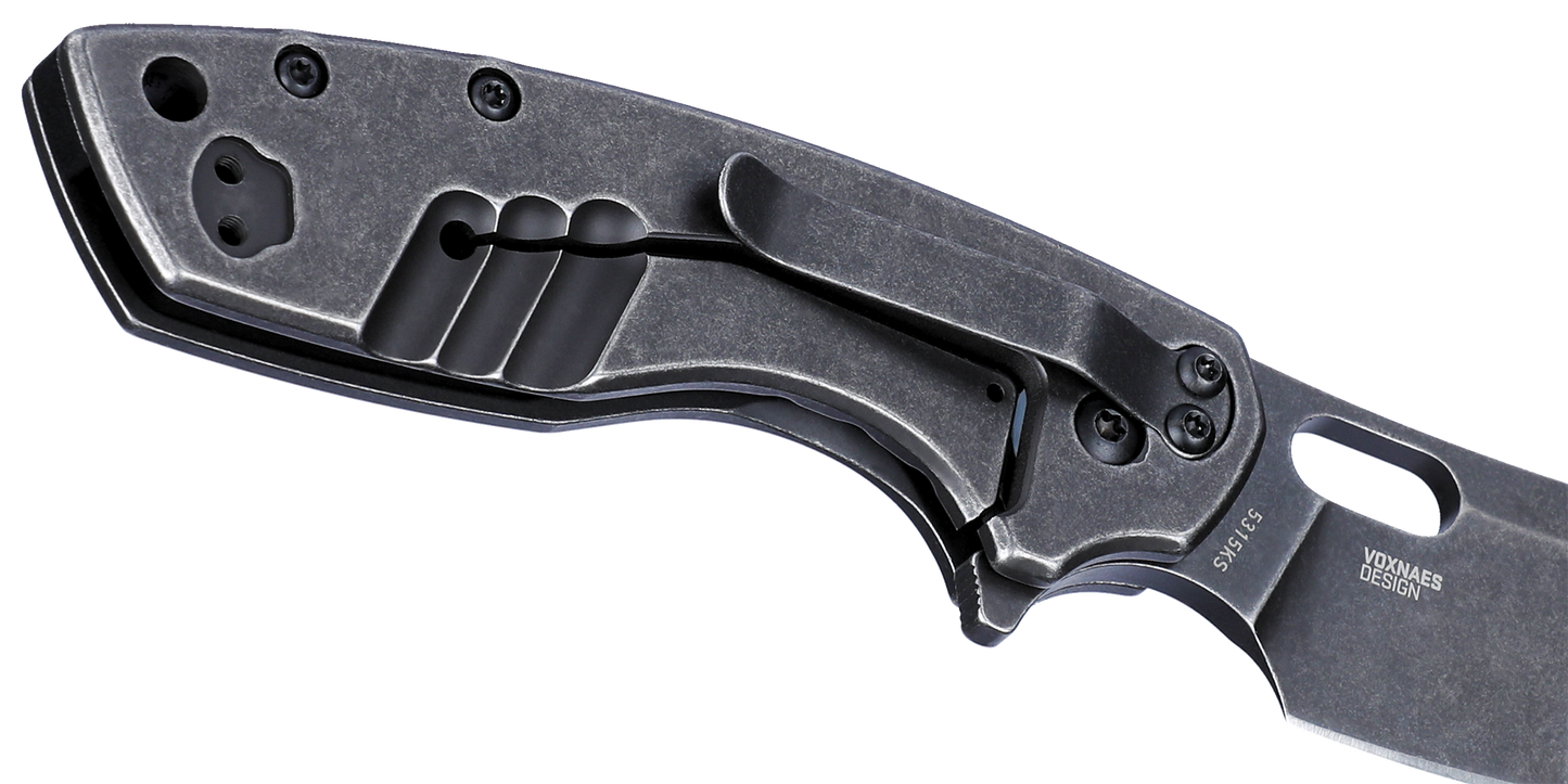 CRKT Pilar Large 2.67" Black Stonewash Folding Knife - Jesper Voxnaes - 5315KS