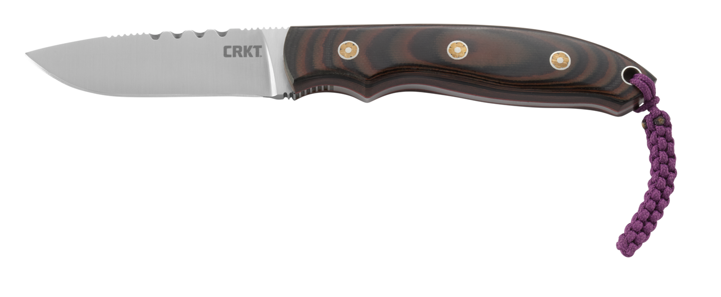 CRKT Hunt'N Fisch 3.01" G10 Fixed Blade Knife with Leather Sheath - Larry Fischer - 2861