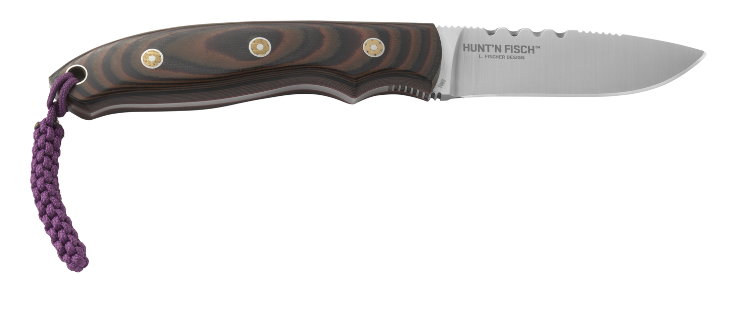 CRKT Hunt'N Fisch 3.01" G10 Fixed Blade Knife with Leather Sheath - Larry Fischer - 2861