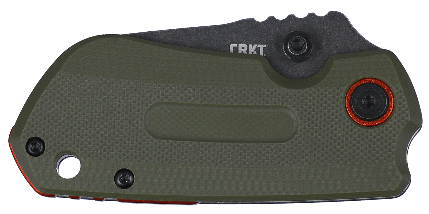 CRKT Overland Compact 2.24" D2 Black Stonewash OD Green G10 Folding Knife - T.J. Schwarz - 6277
