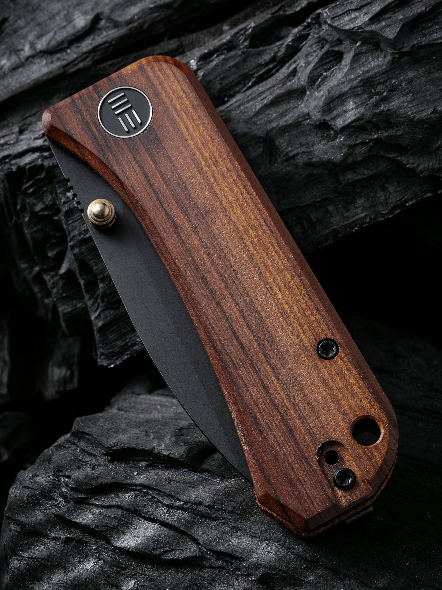 WE Knife Banter 2.9" CPM S35VN Black Stonewash Guibourtia Wood Folding Knife 2004K