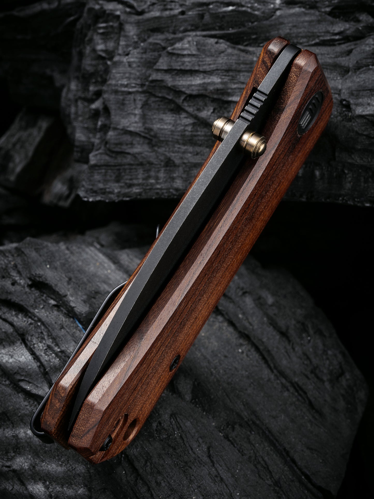 WE Knife Banter 2.9" CPM S35VN Black Stonewash Guibourtia Wood Folding Knife 2004K