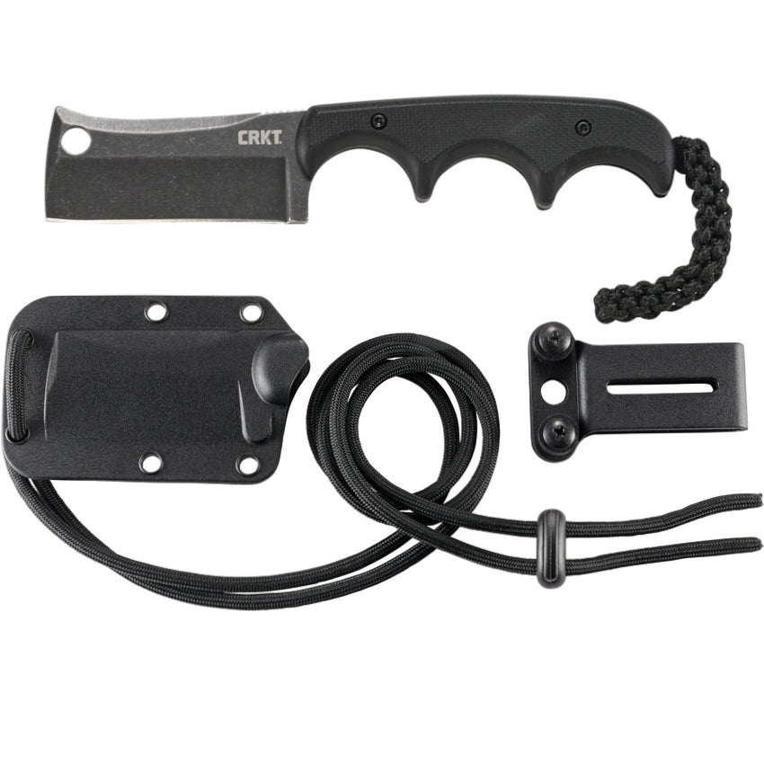 CRKT Minimalist Cleaver Blackout Fixed Blade Knife - Alan Folts Design - 2383K