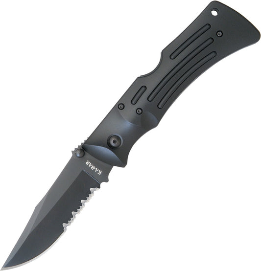 KA-BAR Mule 3.81" AUS 8A ComboEdge Black Heavy Duty Folding Knife with Pouch