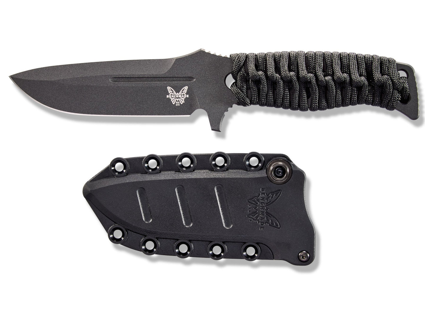 Benchmade 375BK-1 Fixed Adamas 4.2" CPM-CruWear Cobalt Black Fixed Blade Knife with MOLLE Sheath