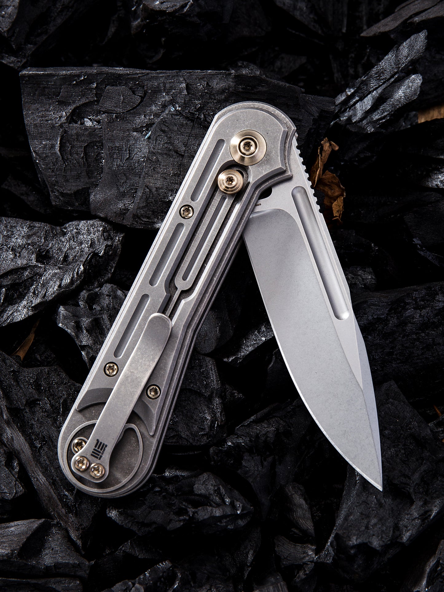WE Double Helix 3.3" Stonewashed CPM S35VN Slide-Lock Titanium Folding Knife 815F