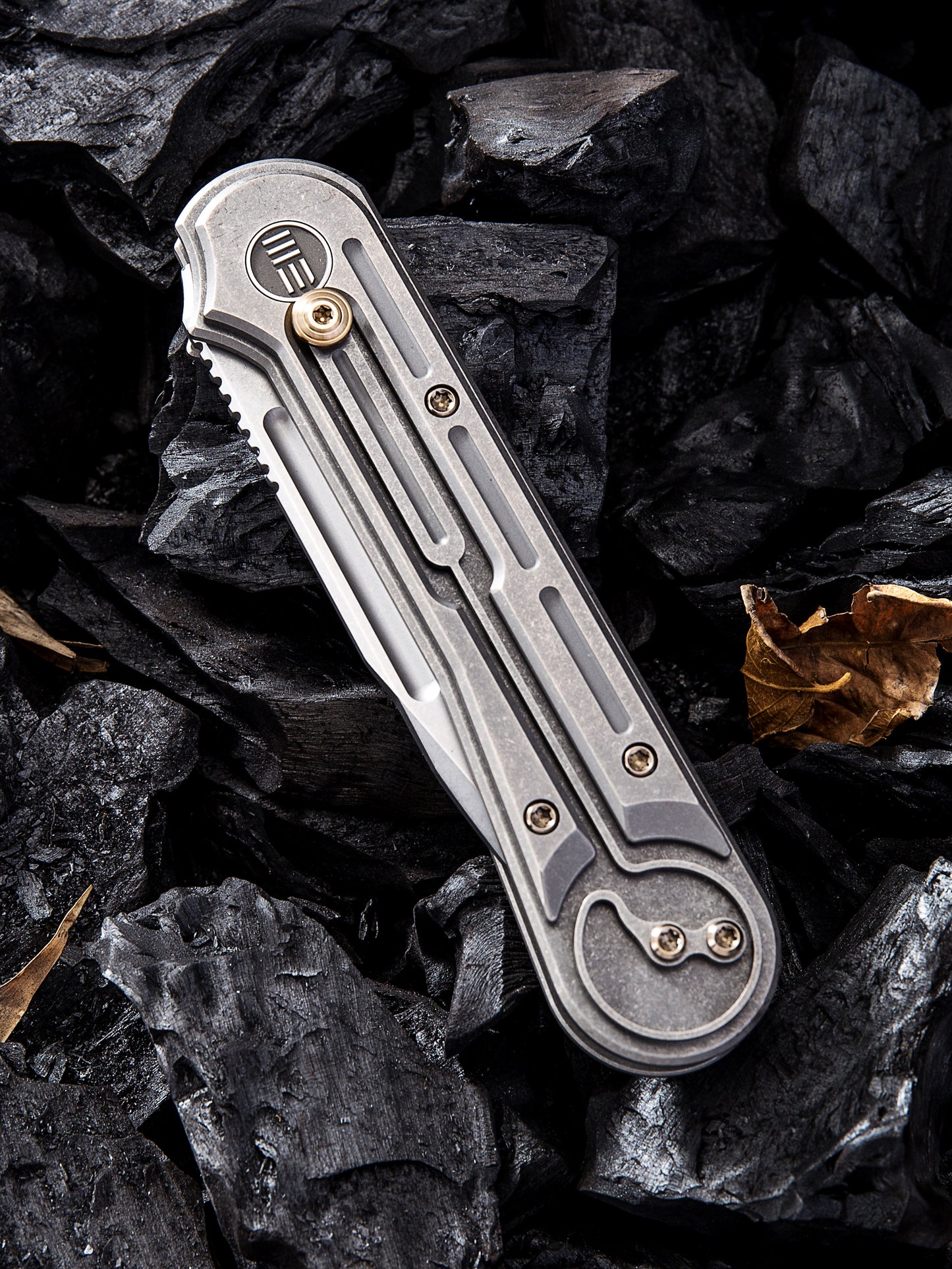 WE Double Helix 3.3" Stonewashed CPM S35VN Slide-Lock Titanium Folding Knife 815F